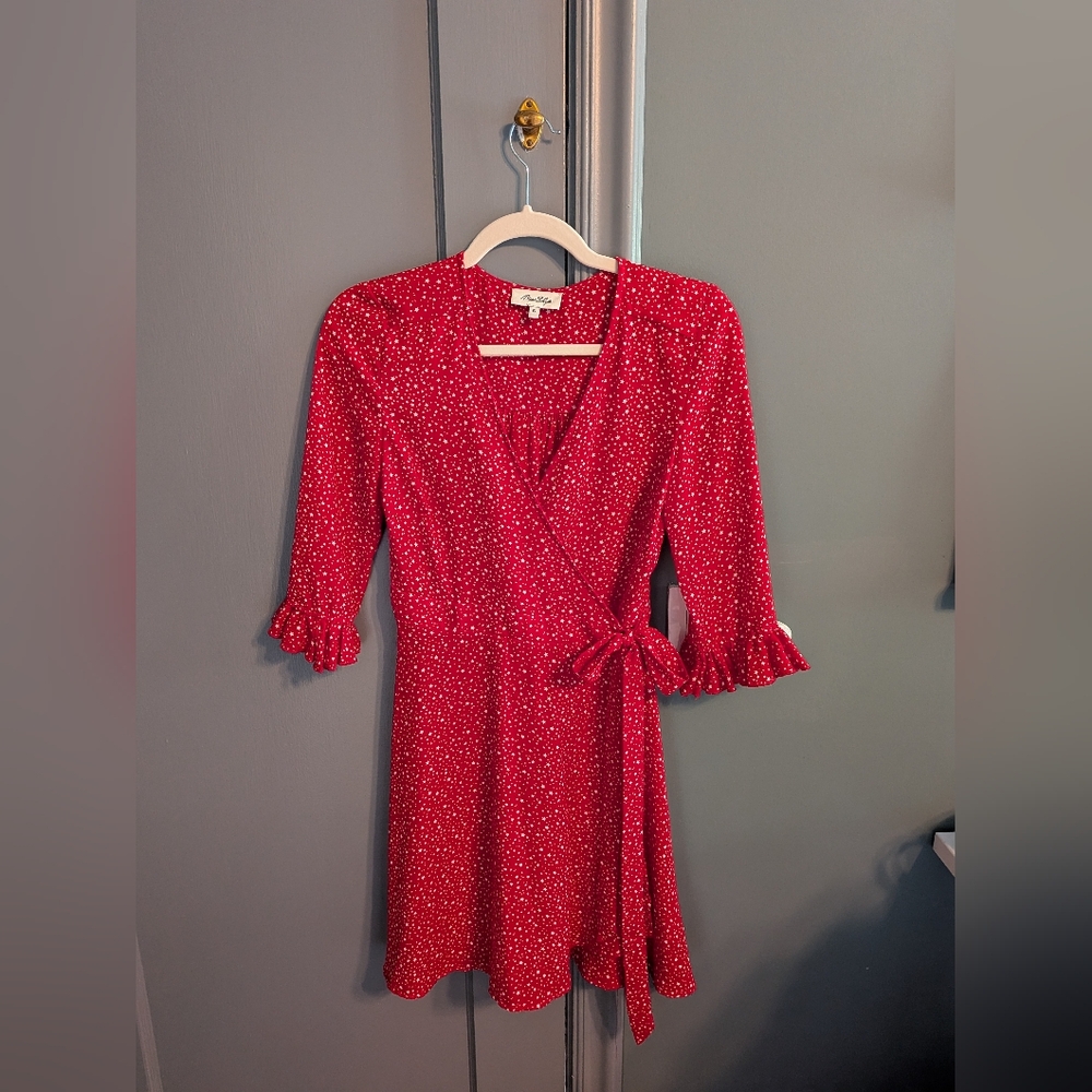 Miss Shop Red Polka Dot Long Sleeve Dress
